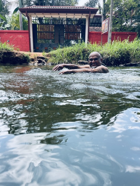 Relaxing in Natural Water Stream